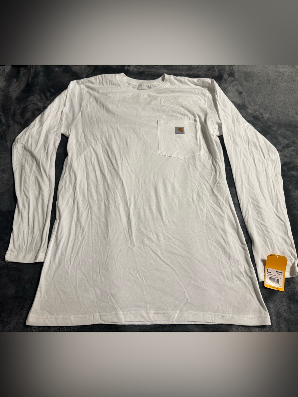 Carhartt Regular Small Modern Fit Cotton Long Sleeve Chest Pocket Tee Men White